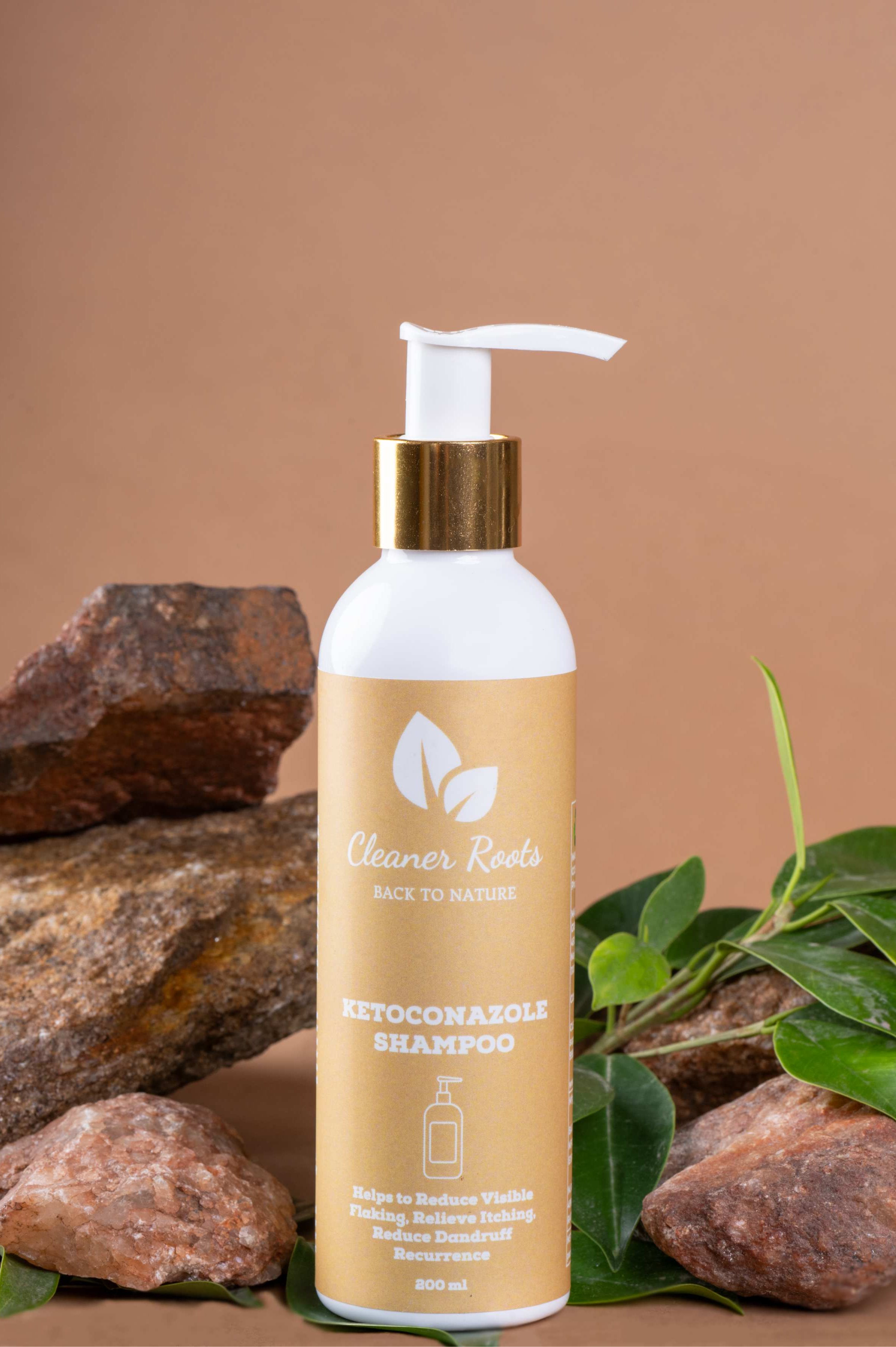 Cleaner Roots Ketoconazole medicated shampoo for dandruff and flaking reduction, providing itch relief for a healthy scalp