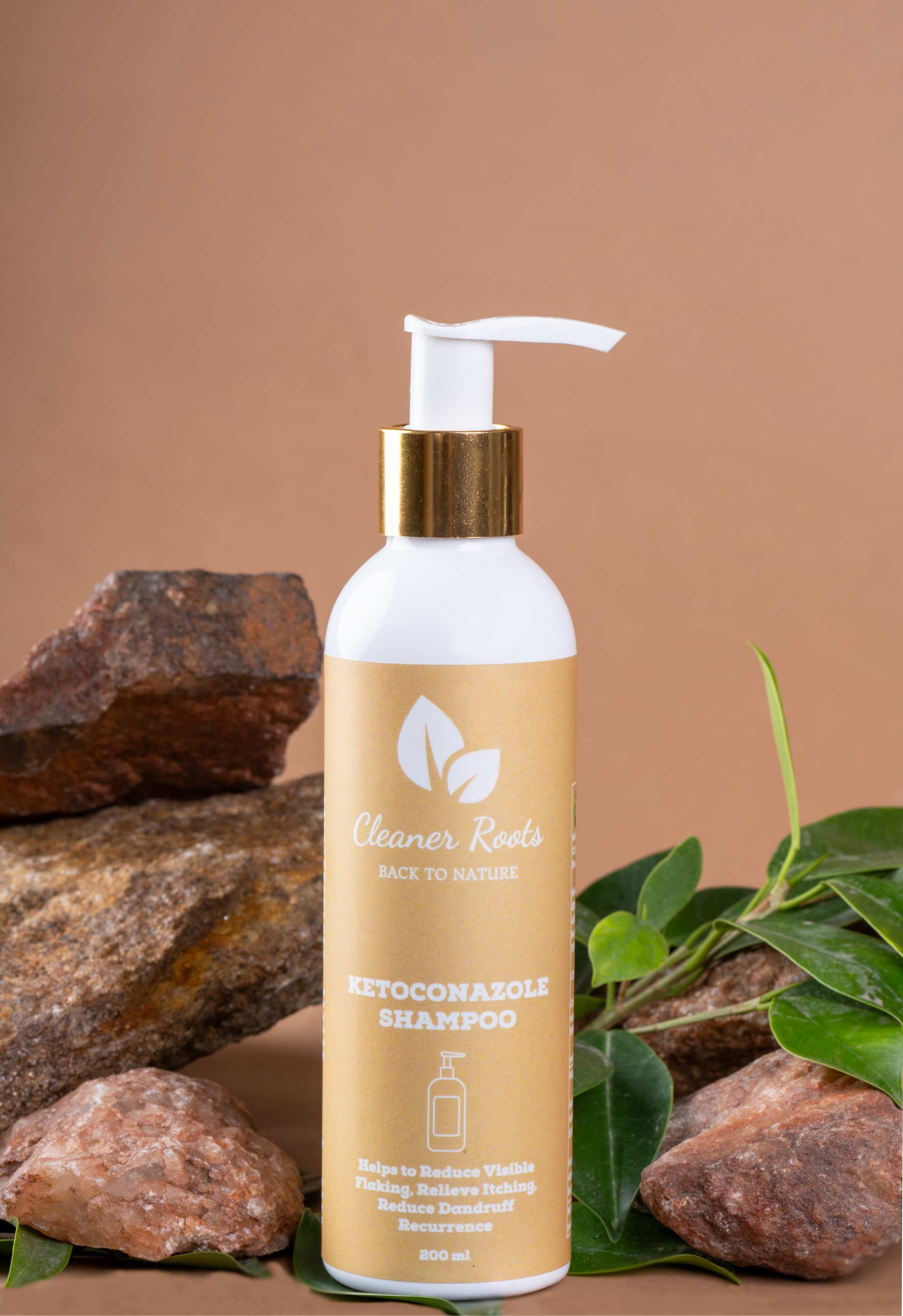 Cleaner Roots Ketoconazole medicated shampoo for dandruff and flaking reduction, providing itch relief for a healthy scalp