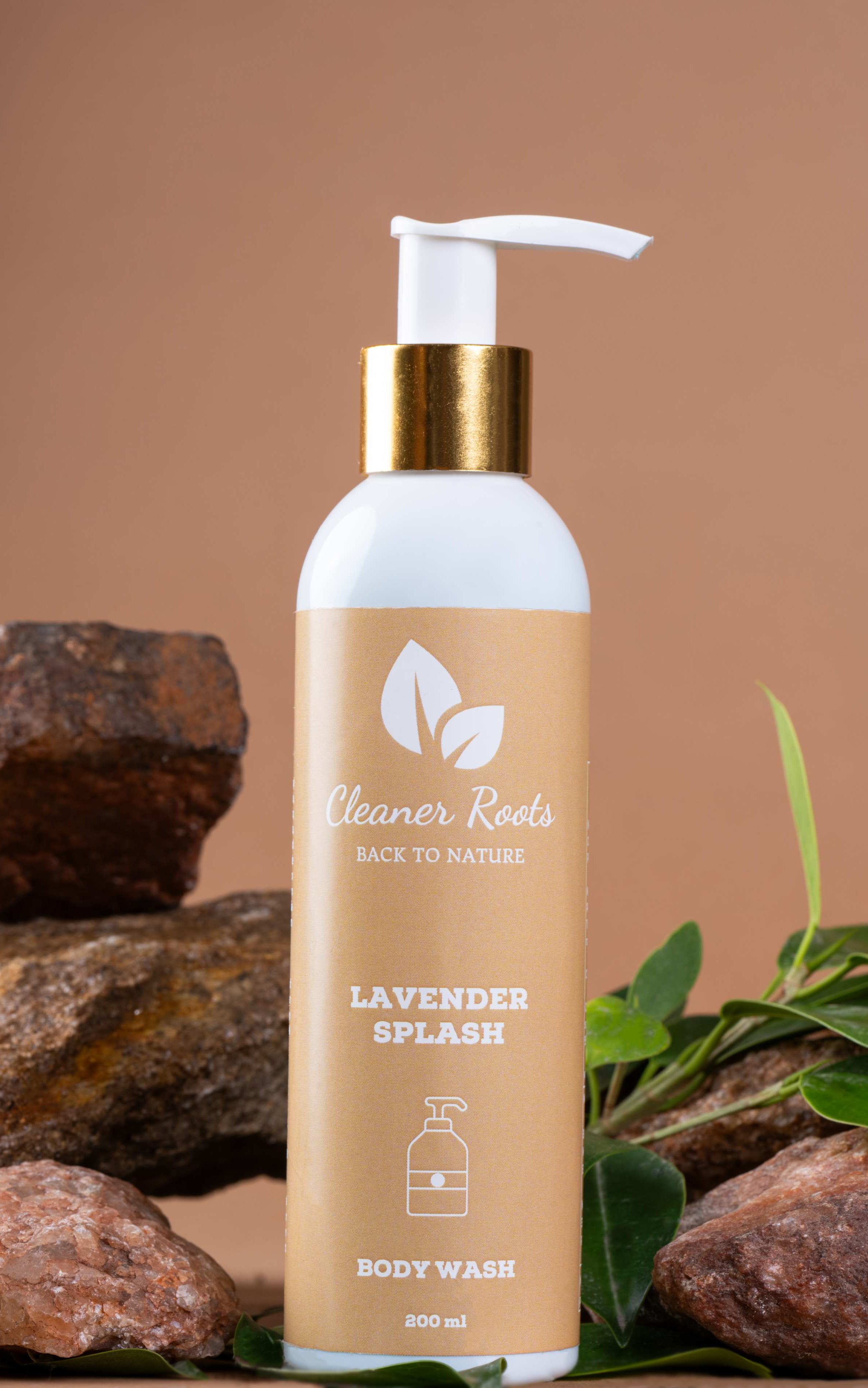 Cleaner Roots lavender Body Wash which is lightweight, non-drying formula with a refreshing aroma.