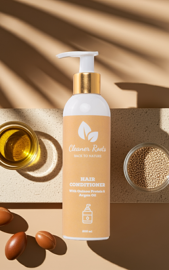 Cleaner Roots Hair Conditioner with Quinoa Protein & Argan Oil with ingredeints.