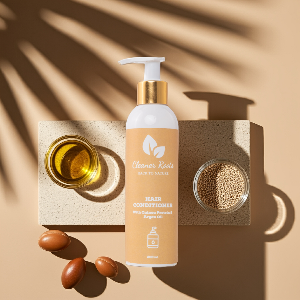 Cleaner Roots Hair Conditioner with Quinoa Protein & Argan Oil with ingredeints.