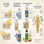 Cosmetic products with icons and text describing their benefits on a white background