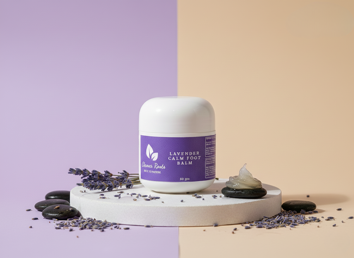 Lavender Calm Foot Balm Dual tone Background