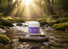 Lavender Calm Foot Balm Forest Background with River
