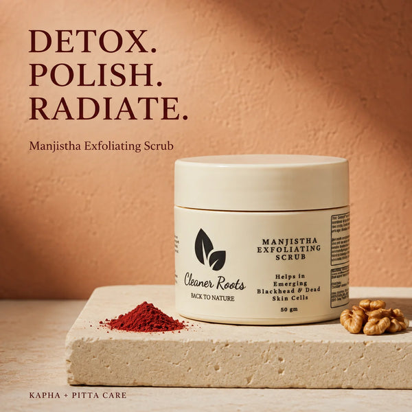 Manjistha Exfoliating Scrub – Ayurvedic Brightening & Detox for Kapha & Pitta Skin | 50 GM